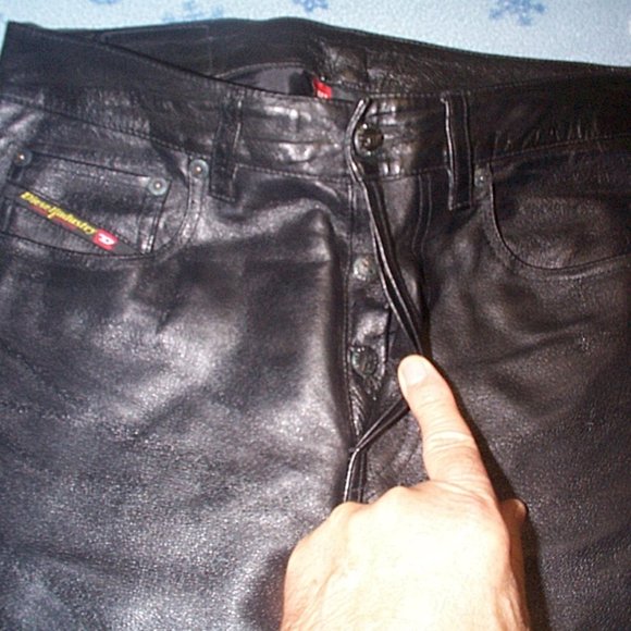 Diesel Vintage Leather unisex motorcycle biker pants size 27 - Picture 4 of 7